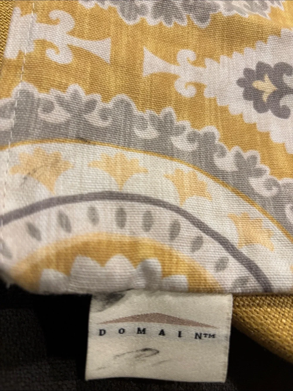 Pottery Barn Golden Yellow Linen Pillow Cover with Braided Edge & Domain cover